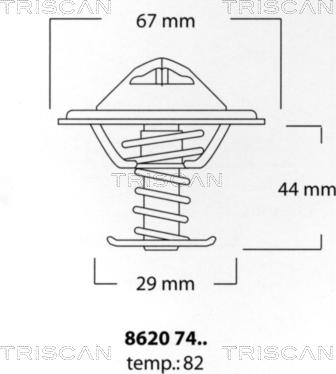 Triscan 8620 7482 - Термостат охлаждающей жидкости / корпус autospares.lv