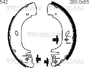 Triscan 8100 16542 - Комплект тормозных колодок, барабанные autospares.lv