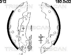 Triscan 8100 10312 - Комплект тормозных колодок, барабанные autospares.lv