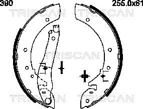 Triscan 8100 28390 - Комплект тормозных колодок, барабанные autospares.lv