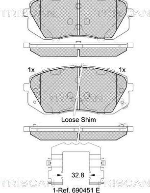 Triscan 8110 43054 - Тормозные колодки, дисковые, комплект autospares.lv