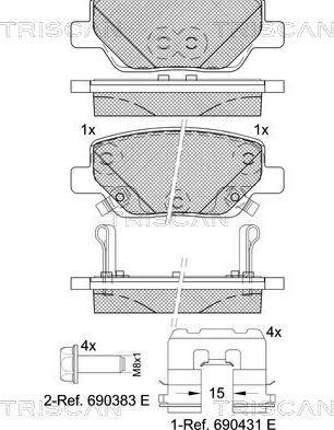 Triscan 8110 15075 - Тормозные колодки, дисковые, комплект autospares.lv