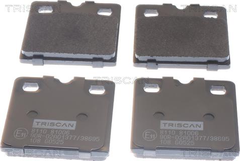 Triscan 8110 81006 - Комплект тормозных колодок, стояночный тормоз autospares.lv