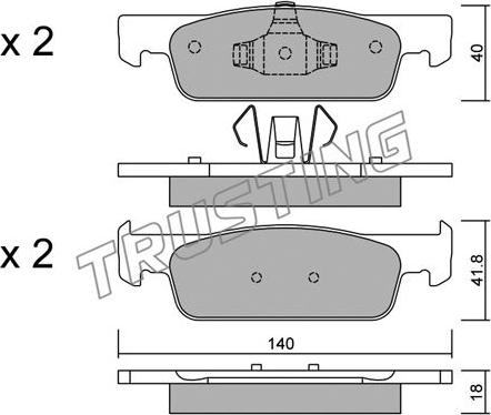 Trusting 991.0 - Тормозные колодки, дисковые, комплект autospares.lv