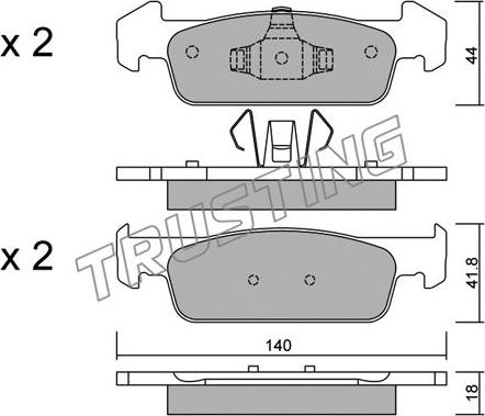 Trusting 991.1 - Тормозные колодки, дисковые, комплект autospares.lv