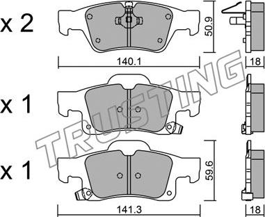 Trusting 943.0 - Тормозные колодки, дисковые, комплект autospares.lv