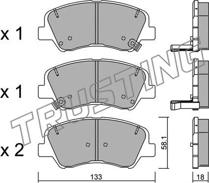 Trusting 959.0 - Тормозные колодки, дисковые, комплект autospares.lv