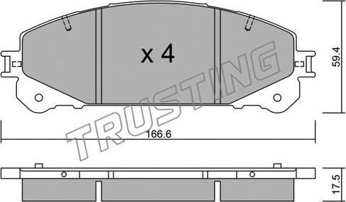 Trusting 954.0 - Тормозные колодки, дисковые, комплект autospares.lv