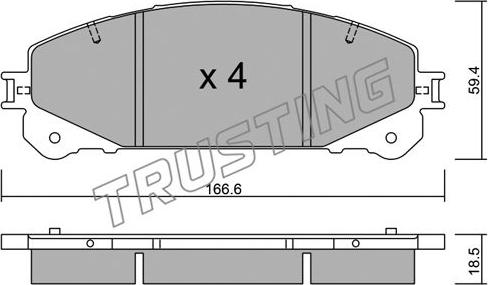 Trusting 954.1 - Тормозные колодки, дисковые, комплект autospares.lv