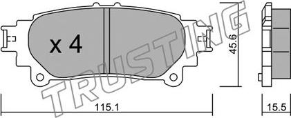 Trusting 955.0 - Тормозные колодки, дисковые, комплект autospares.lv