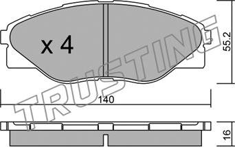 Trusting 952.0 - Тормозные колодки, дисковые, комплект autospares.lv