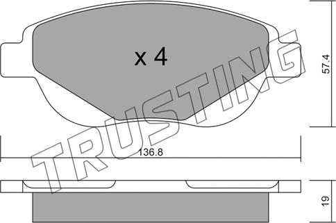 Trusting 964.0 - Тормозные колодки, дисковые, комплект autospares.lv