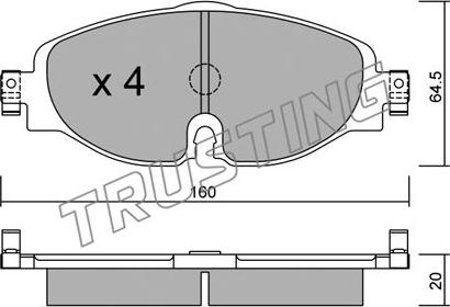 Trusting 966.0 - Тормозные колодки, дисковые, комплект autospares.lv