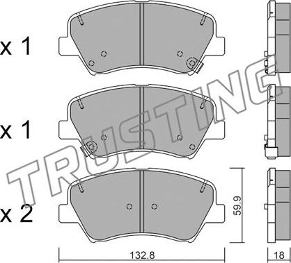 Trusting 960.0 - Тормозные колодки, дисковые, комплект autospares.lv