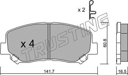 Trusting 985.0 - Тормозные колодки, дисковые, комплект autospares.lv