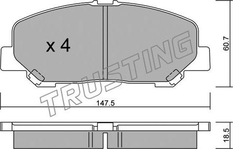 Trusting 922.0 - Тормозные колодки, дисковые, комплект autospares.lv