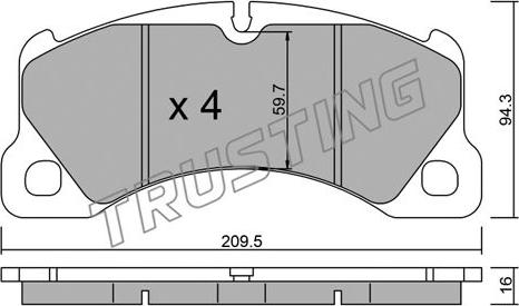 Trusting 973.0 - Тормозные колодки, дисковые, комплект autospares.lv