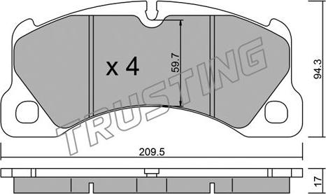 Trusting 973.3 - Тормозные колодки, дисковые, комплект autospares.lv