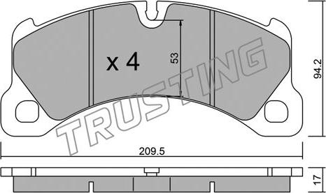 Trusting 972.0 - Тормозные колодки, дисковые, комплект autospares.lv