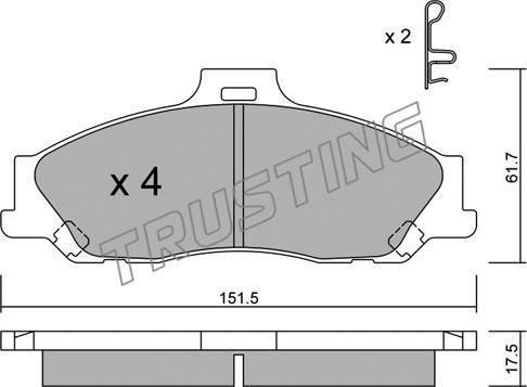 Trusting 495.0 - Тормозные колодки, дисковые, комплект autospares.lv