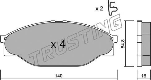 Trusting 448.0 - Тормозные колодки, дисковые, комплект autospares.lv