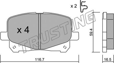 Trusting 459.0 - Тормозные колодки, дисковые, комплект autospares.lv