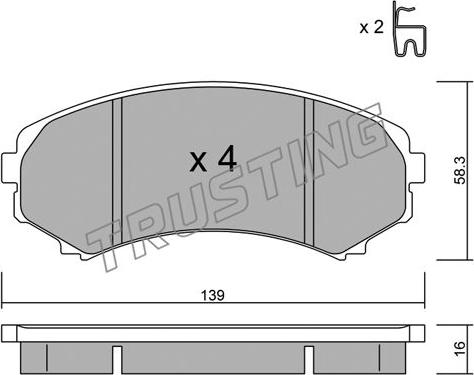 Trusting 414.0 - Тормозные колодки, дисковые, комплект autospares.lv