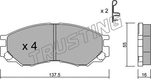 Trusting 416.0 - Тормозные колодки, дисковые, комплект autospares.lv