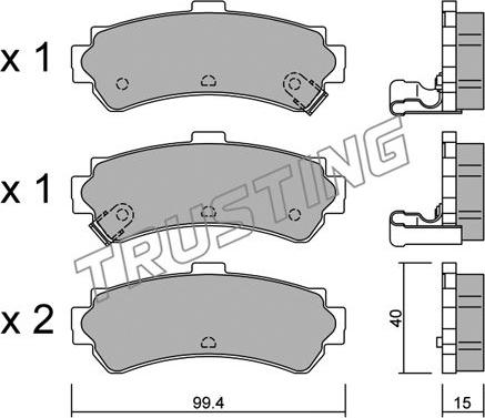 Trusting 418.0 - Тормозные колодки, дисковые, комплект autospares.lv