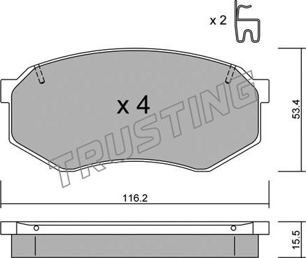 Trusting 487.0 - Тормозные колодки, дисковые, комплект autospares.lv