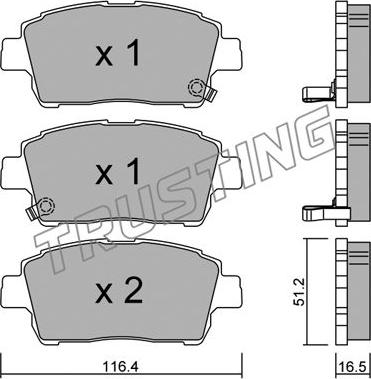 Trusting 438.0 - Тормозные колодки, дисковые, комплект autospares.lv