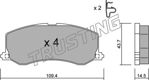 Trusting 432.0 - Тормозные колодки, дисковые, комплект autospares.lv