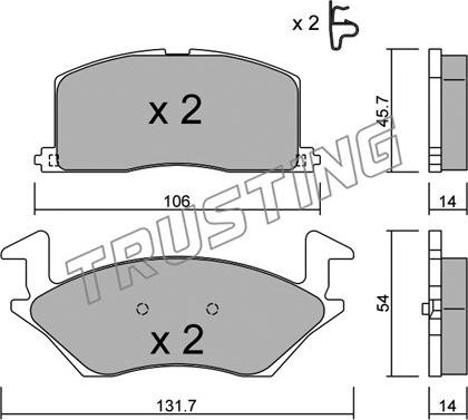 Trusting 437.0 - Тормозные колодки, дисковые, комплект autospares.lv