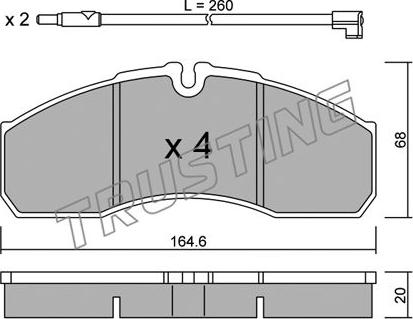 Trusting 594.3W - Тормозные колодки, дисковые, комплект autospares.lv