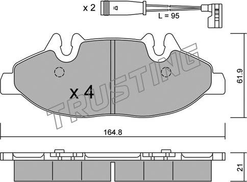 Trusting 591.0W - Тормозные колодки, дисковые, комплект autospares.lv