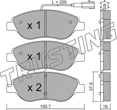 Trusting 593.0 - Тормозные колодки, дисковые, комплект autospares.lv