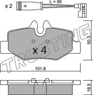 Trusting 592.0W - Тормозные колодки, дисковые, комплект autospares.lv