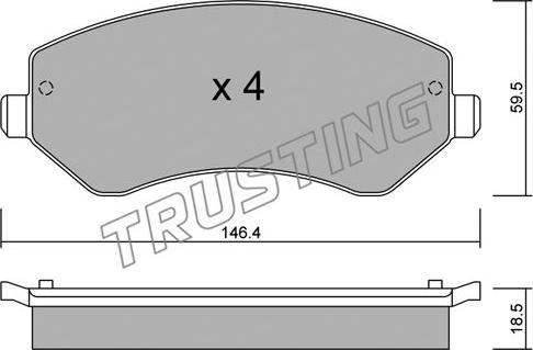 Trusting 540.0 - Тормозные колодки, дисковые, комплект autospares.lv