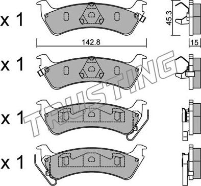 Trusting 543.0 - Тормозные колодки, дисковые, комплект autospares.lv