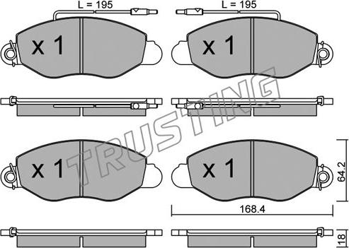 Trusting 552.1 - Тормозные колодки, дисковые, комплект autospares.lv