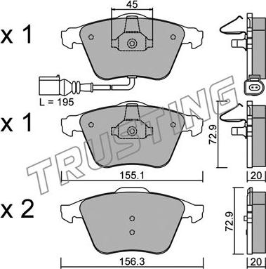 Trusting 565.4 - Тормозные колодки, дисковые, комплект autospares.lv