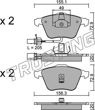 Trusting 565.0 - Тормозные колодки, дисковые, комплект autospares.lv