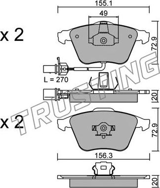 Trusting 565.1 - Тормозные колодки, дисковые, комплект autospares.lv