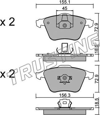 Trusting 565.3 - Тормозные колодки, дисковые, комплект autospares.lv