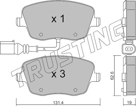 Trusting 563.1 - Тормозные колодки, дисковые, комплект autospares.lv