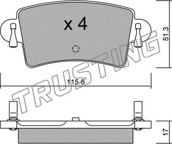 Trusting 562.0 - Тормозные колодки, дисковые, комплект autospares.lv