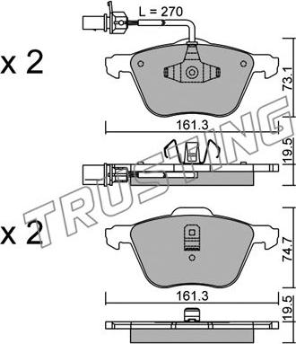 Trusting 567.0 - Тормозные колодки, дисковые, комплект autospares.lv