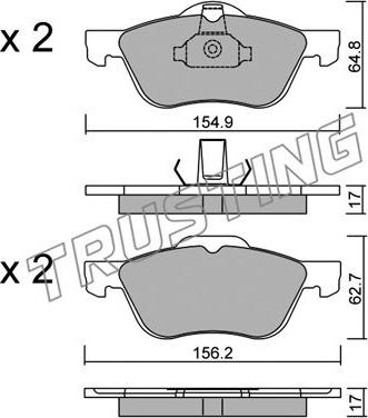 Trusting 505.0 - Тормозные колодки, дисковые, комплект autospares.lv