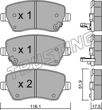 Trusting 501.2 - Тормозные колодки, дисковые, комплект autospares.lv