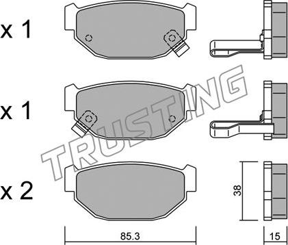 Trusting 515.0 - Тормозные колодки, дисковые, комплект autospares.lv